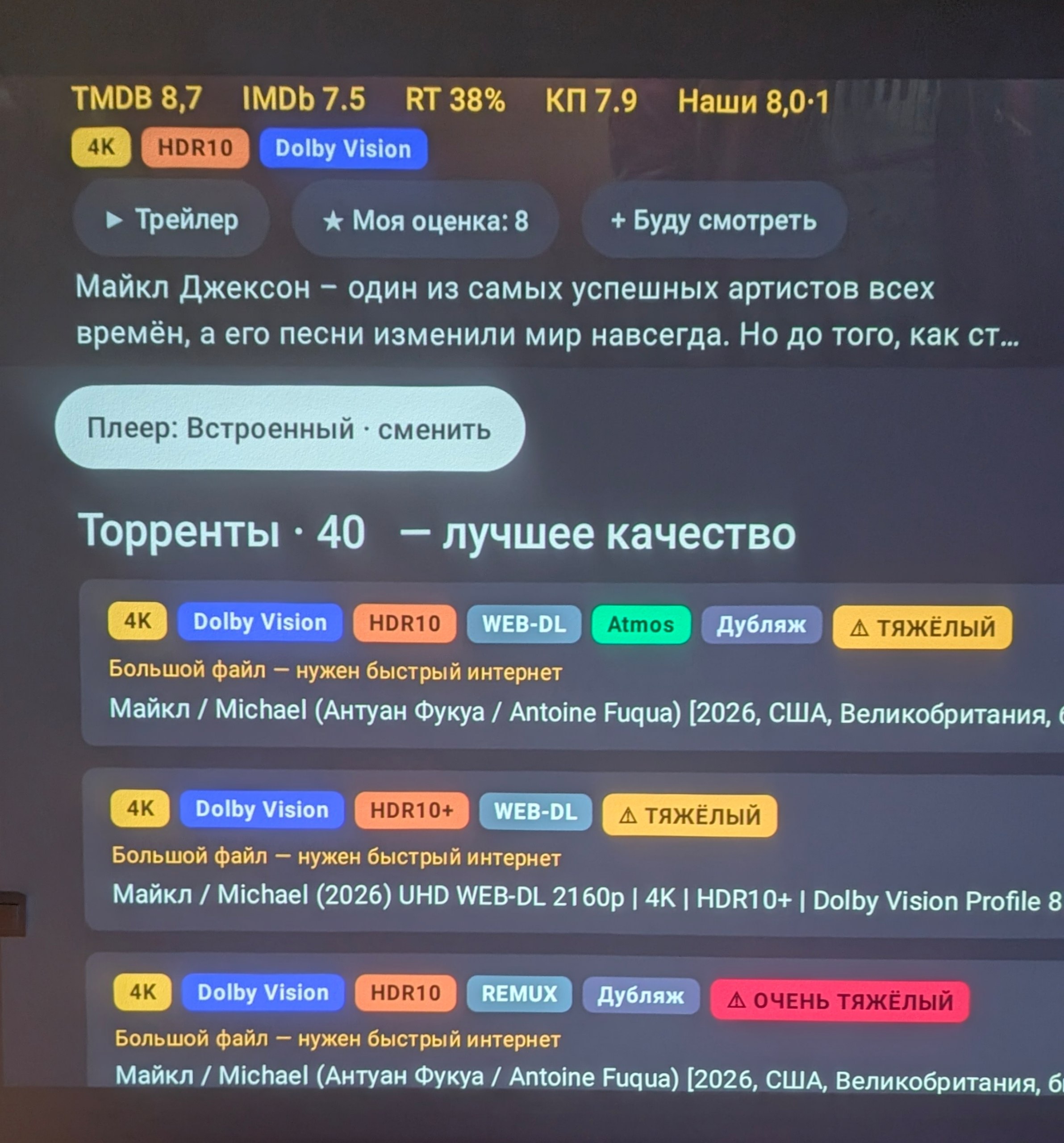 Устал от вечно отваливающихся кинотеатров, не работающих HDR, 5.1, Dolby Vision и за ночь с…
